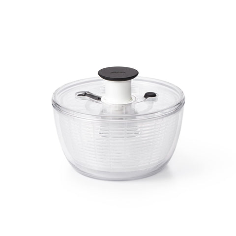 OXO Good Grips Little Salad Spinner with one-handed pump action for quick drying.