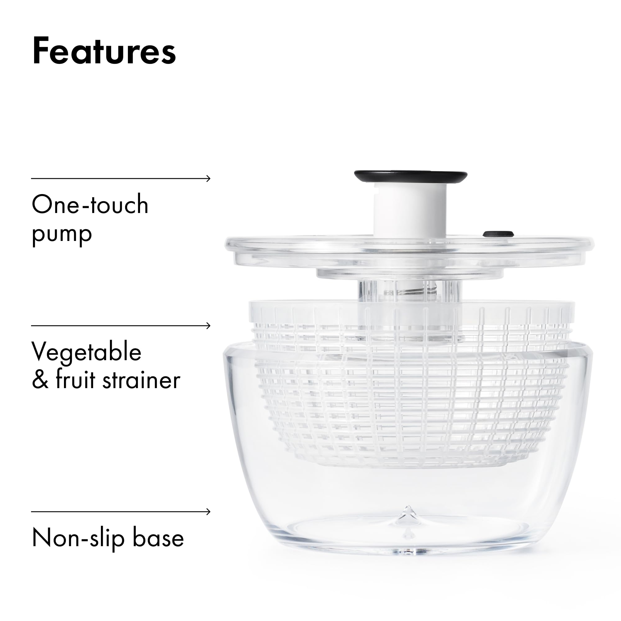 OXO Good Grips spinner offers large capacity for romaine or greens.