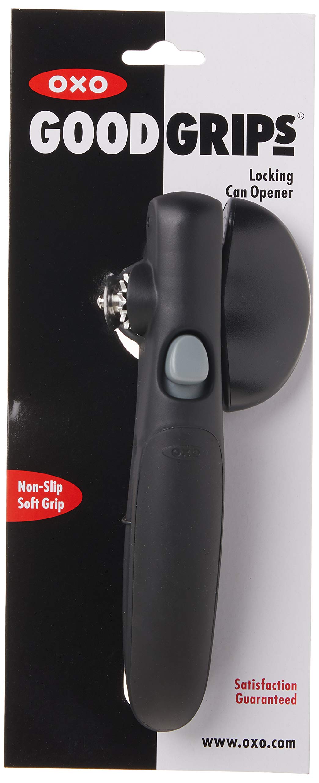 OXO Good Grips Locking Can Opener highlighting the sharp cutting wheel for clean openings