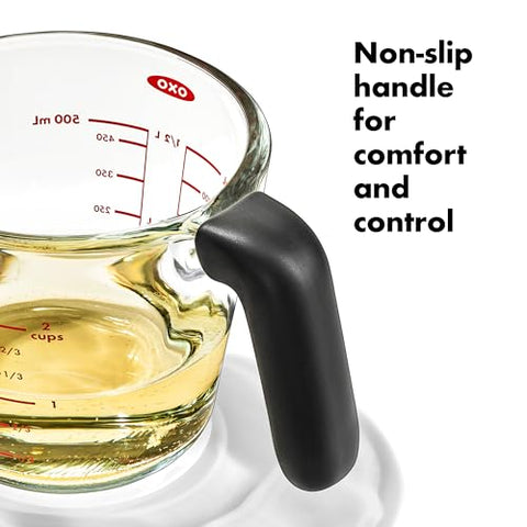 OXO Good Grips dripless pour cup to minimize spills during pours.