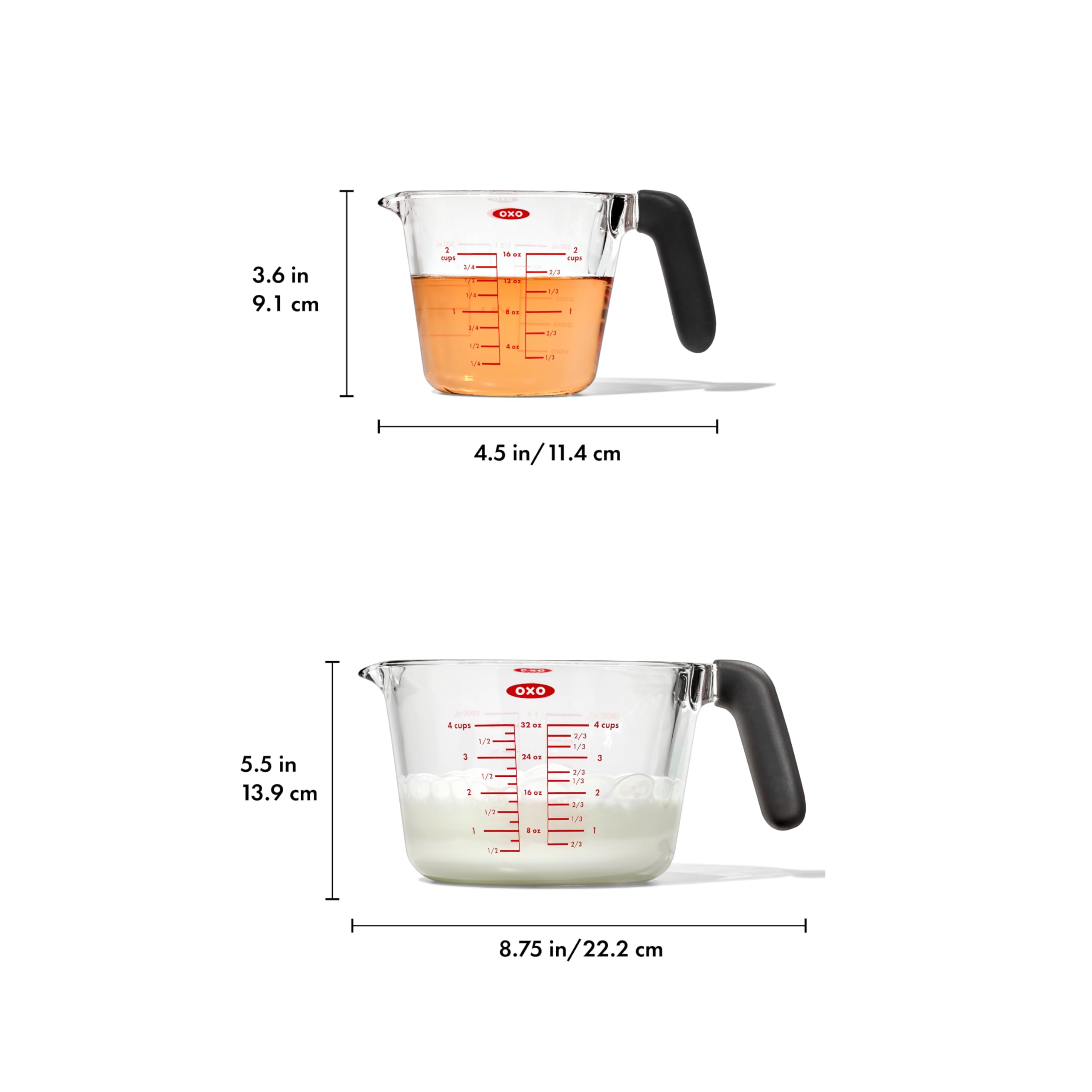OXO Good Grips durable glass measuring cup tolerates temperature shifts from fridge to microwave.