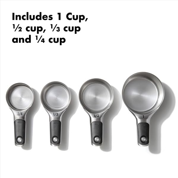 OXO Good Grips measuring cups with etched markings for precise leveling
