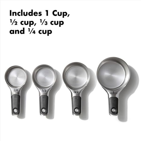 OXO Good Grips measuring cups with etched markings for precise leveling
