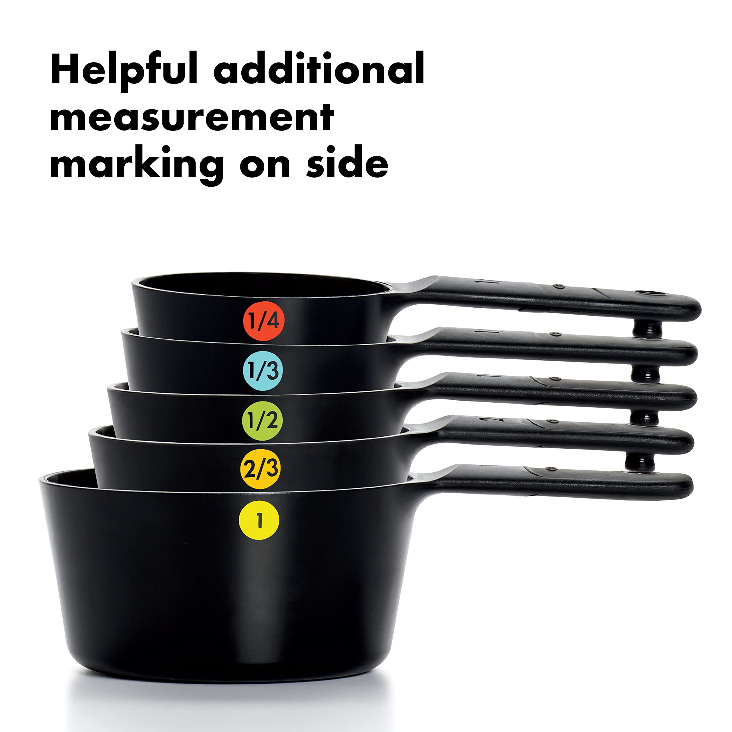 OXO Good Grips scraper included for leveling ingredients
