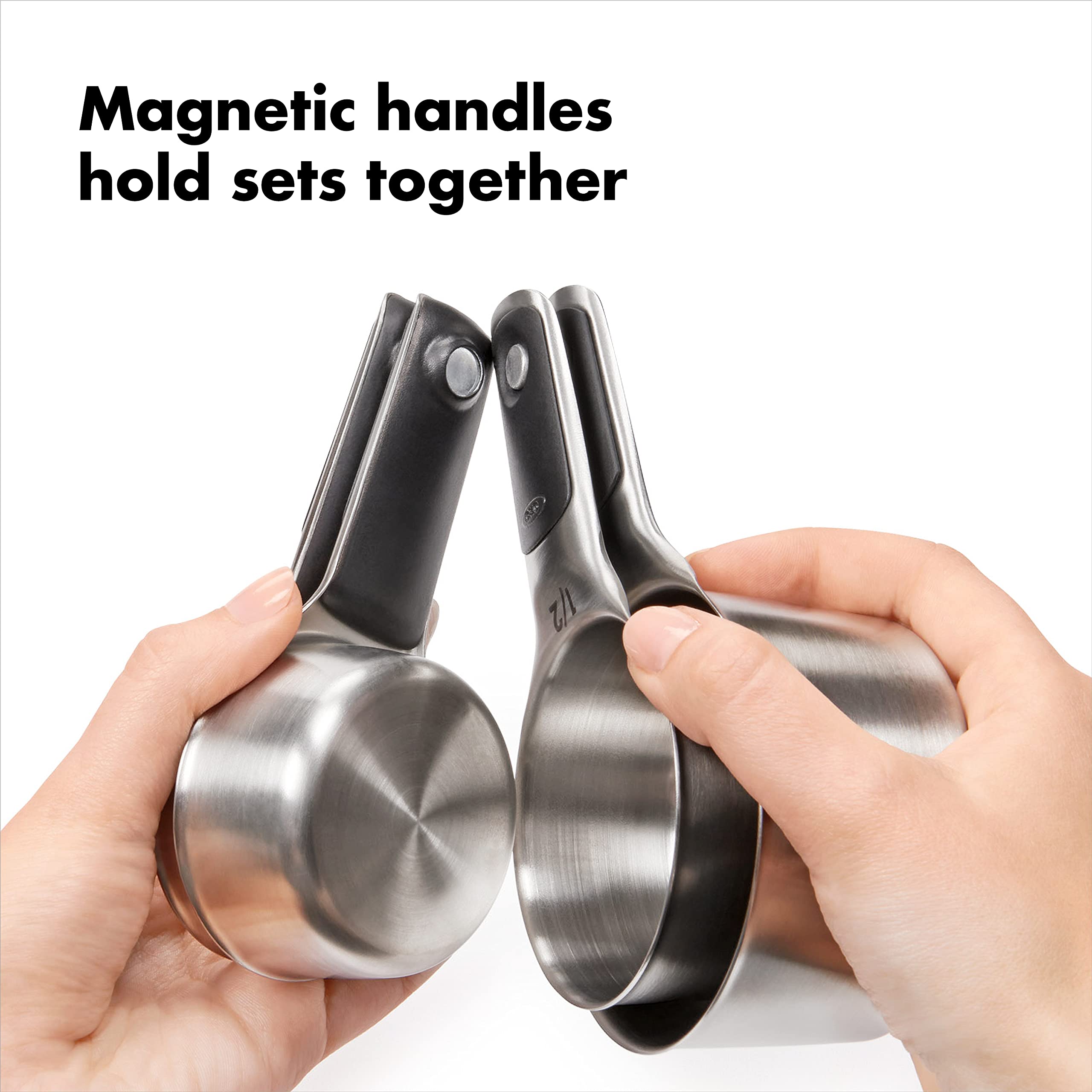 OXO Good Grips 1/4-cup stainless steel measuring cup for compact prep.