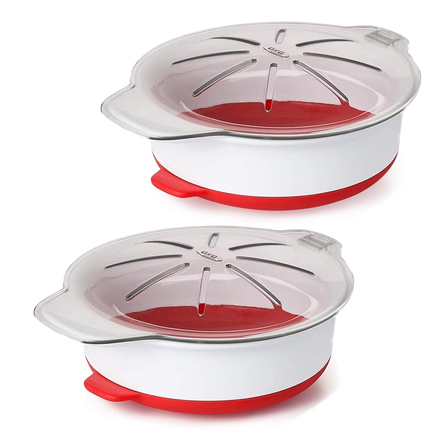OXO Good Grips Microwave Egg Cooker 2-pack front view, compact for quick breakfasts.