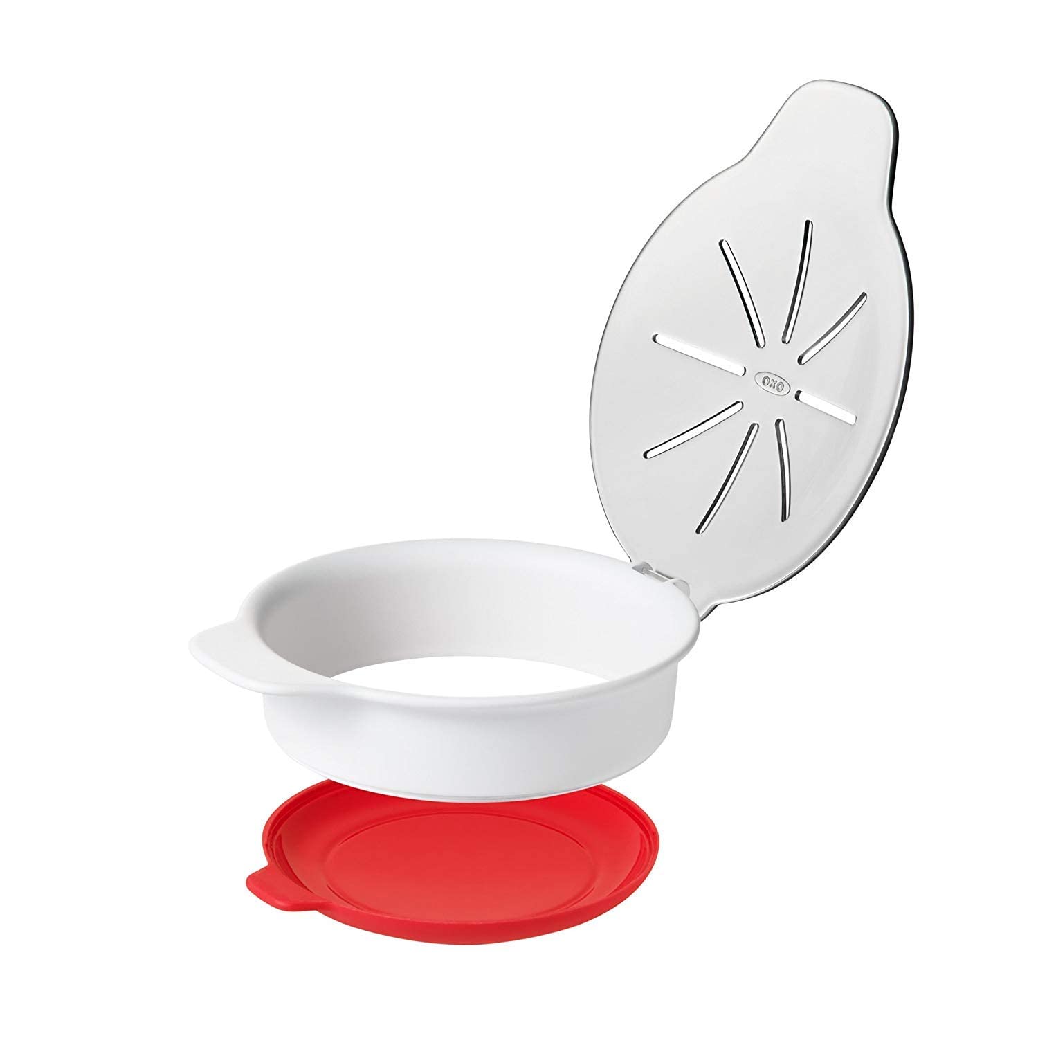 OXO Good Grips Microwave Egg Cooker 2-pack nonstick base removable for easy transfer.