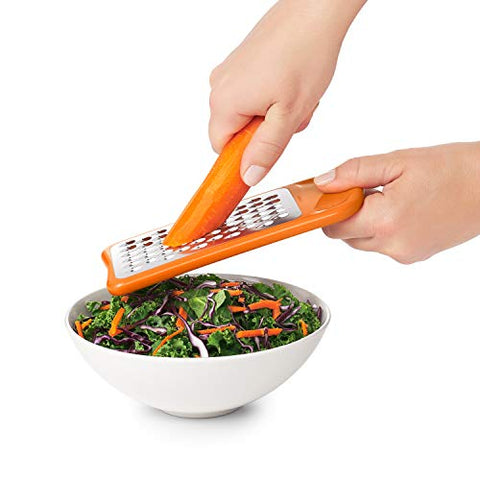 OXO Good Grips Mini Grate & Slice Set slicer blade close-up highlights sharpness.
