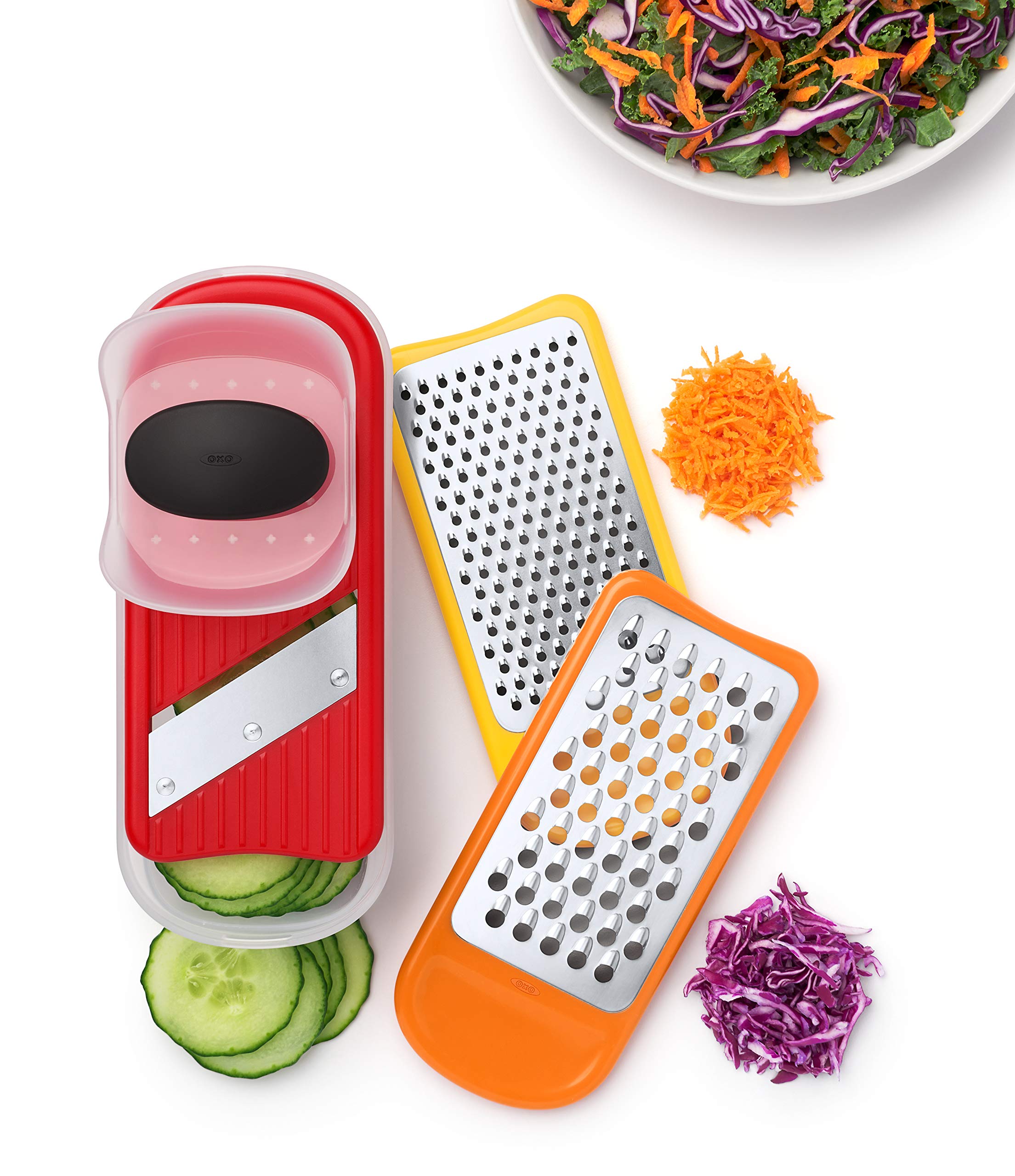 OXO Good Grips Mini Grate & Slice Set measuring container doubles as a storage lid.