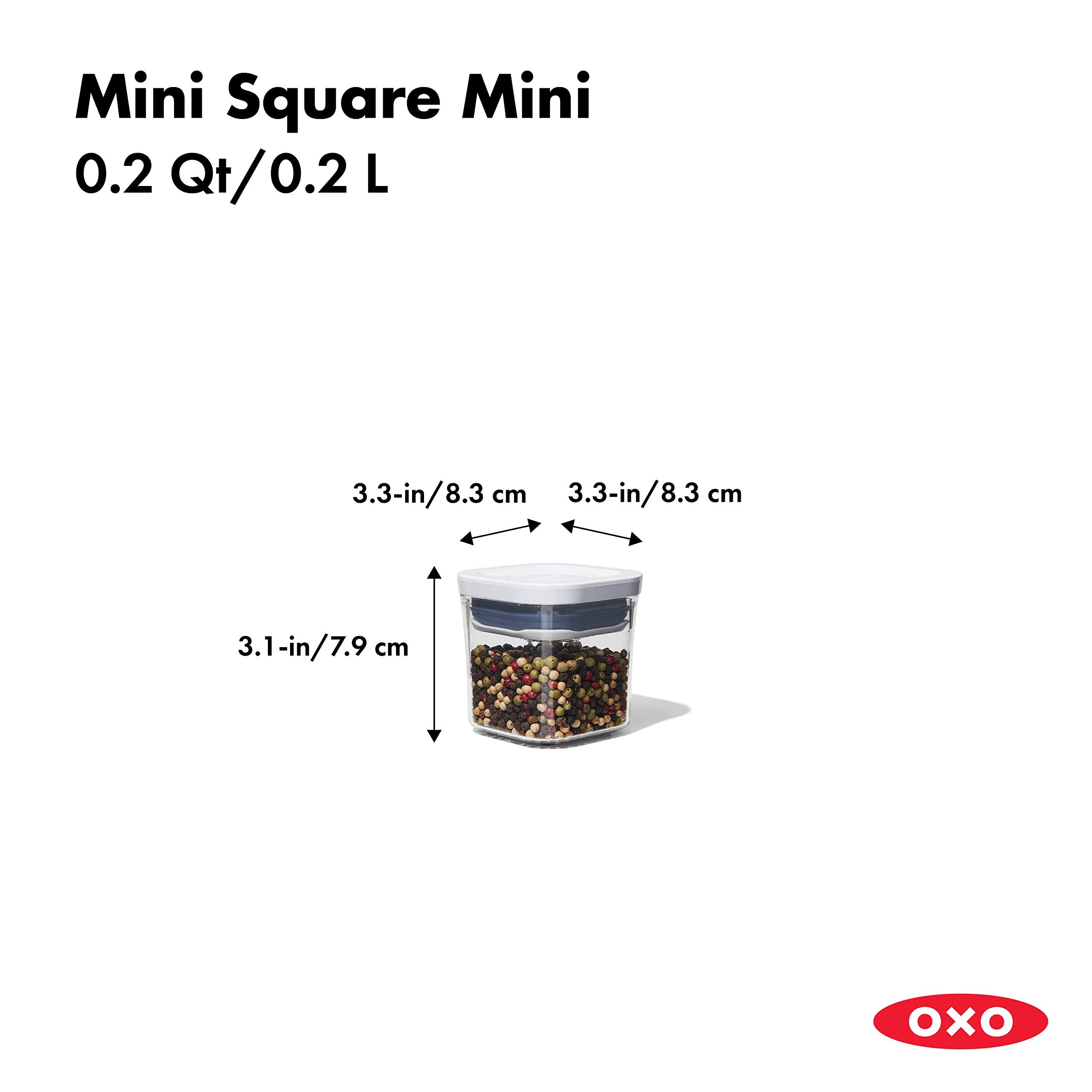OXO Good Grips Mini POP button seal provides airtight freshness.