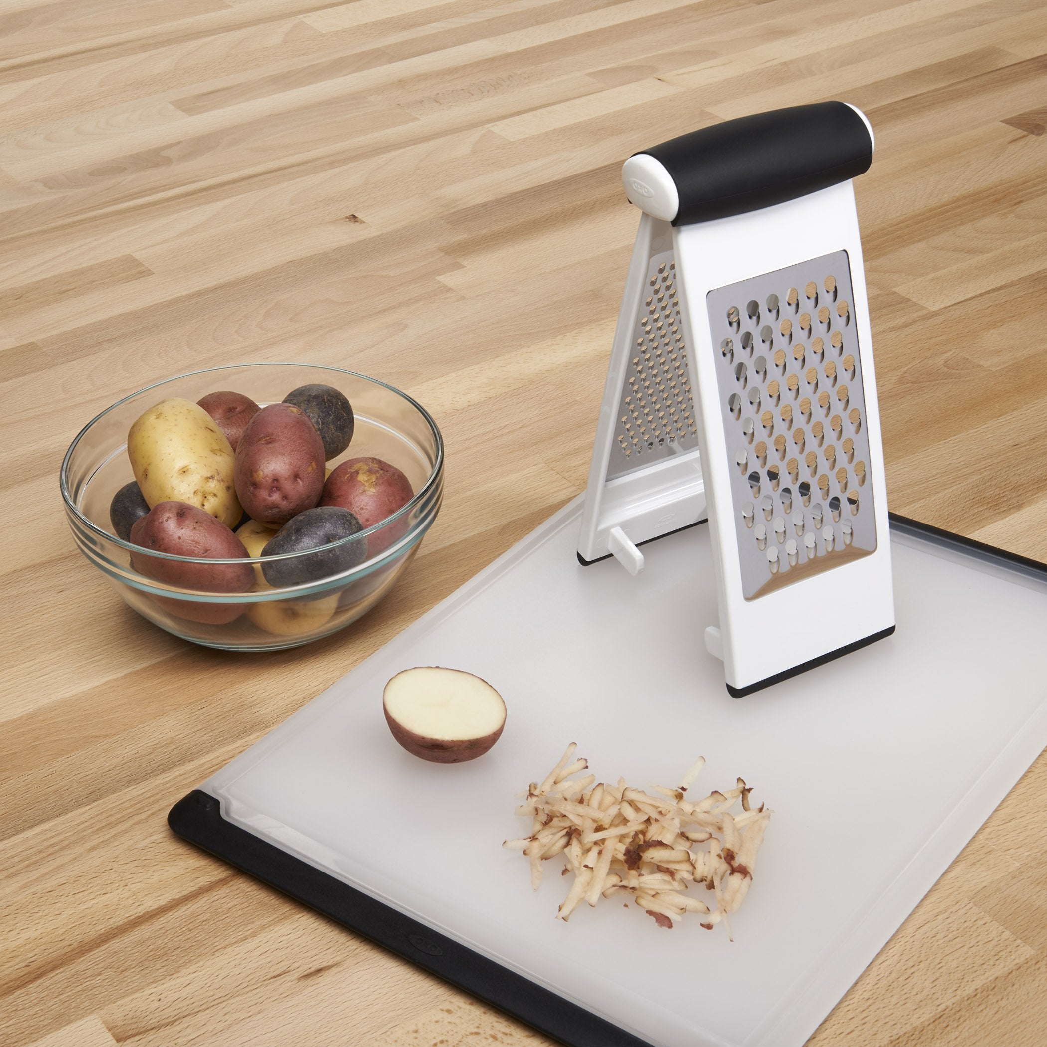OXO Good Grips non-slip feet keep the grater steady