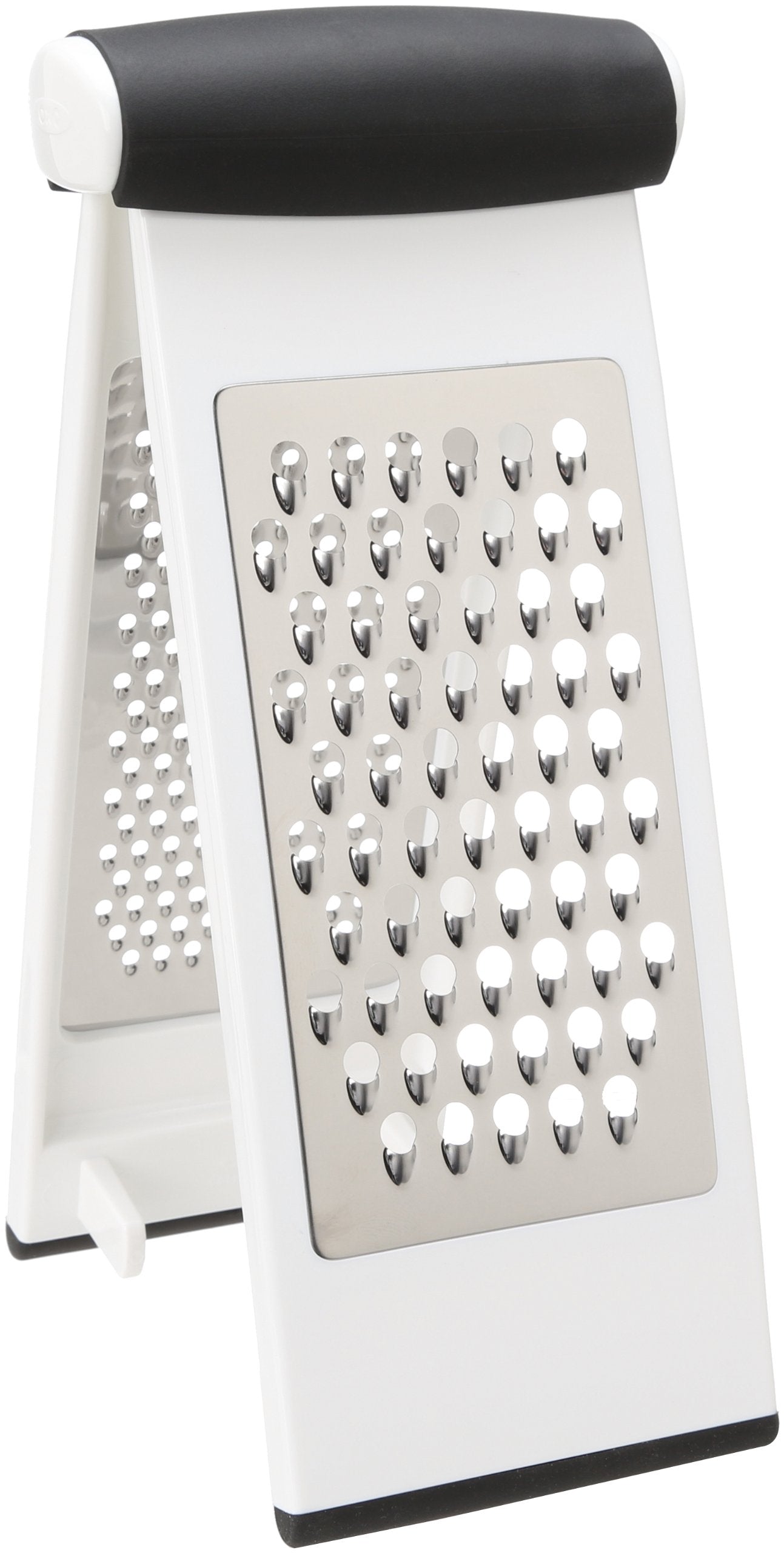 OXO Good Grips Multi Grater upright on a cutting board for stable grating