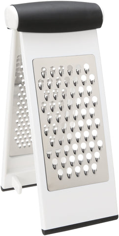 OXO Good Grips Multi Grater upright on a cutting board for stable grating