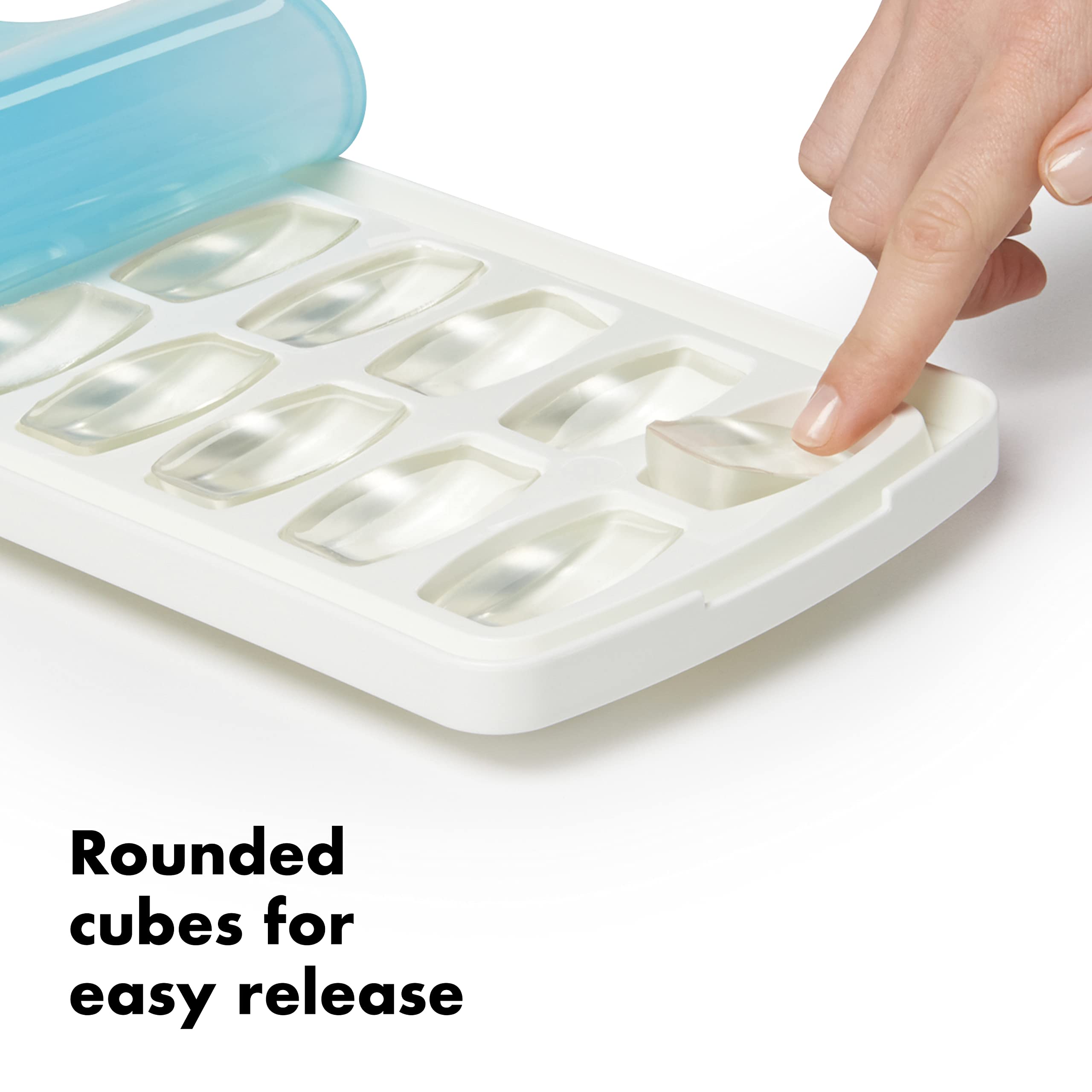 OXO ice tray ergonomic handle for steady filling and carrying