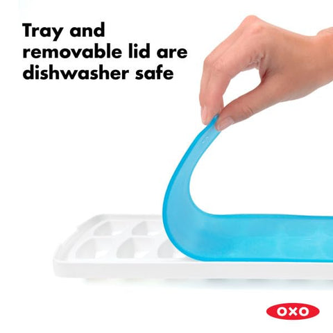 OXO Good Grips No-Spill Tray shown as top-rack dishwasher safe.
