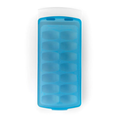 OXO Good Grips No-Spill Ice Cube Tray with sealed lid for leak-free freezing.