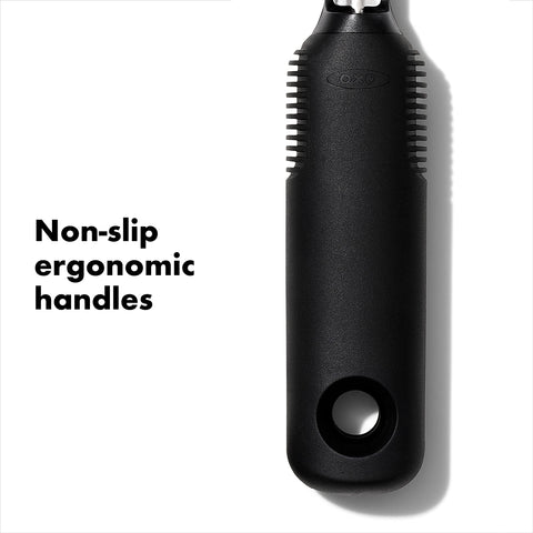 OXO Good Grips non-slip handle provides secure grip during wet prep
