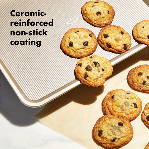 OXO Good Grips cookie sheet textured surface promoting air flow