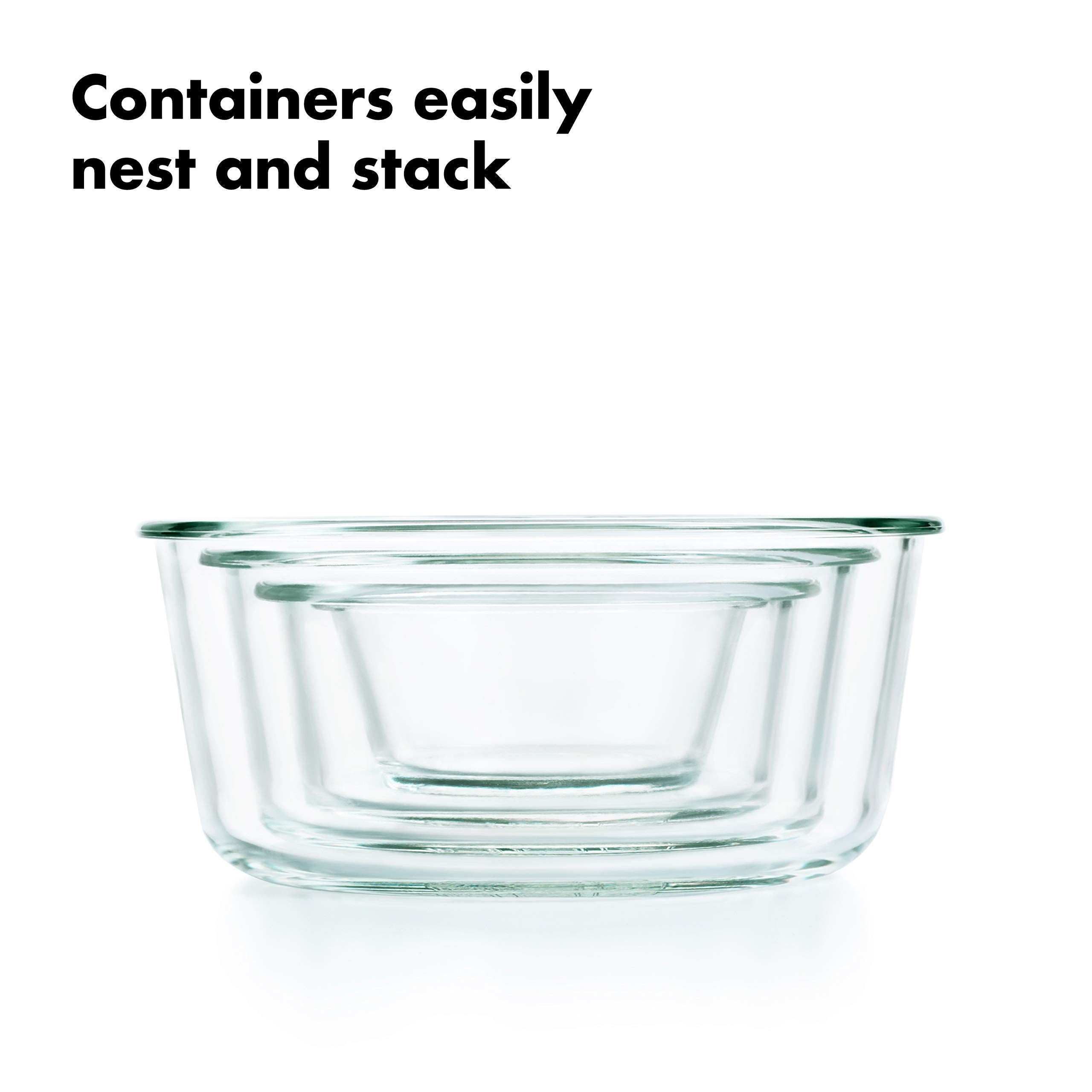 OXO borosilicate glass withstands oven-to-table use.
