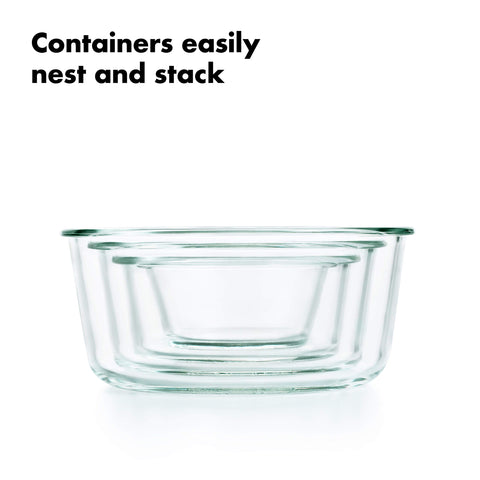OXO borosilicate glass withstands oven-to-table use.