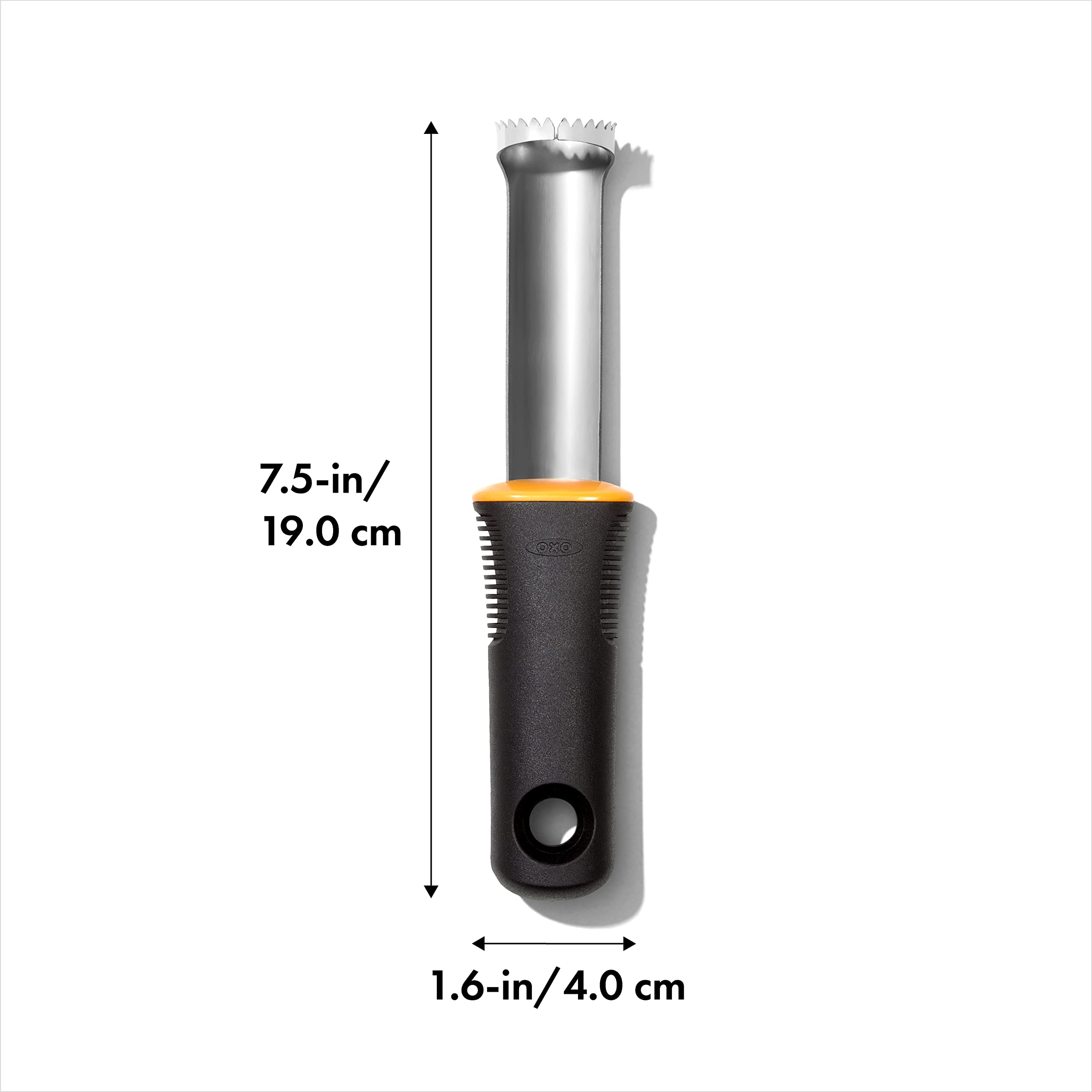 Close-up of teeth on OXO Peach Pitter for smooth pit cutting
