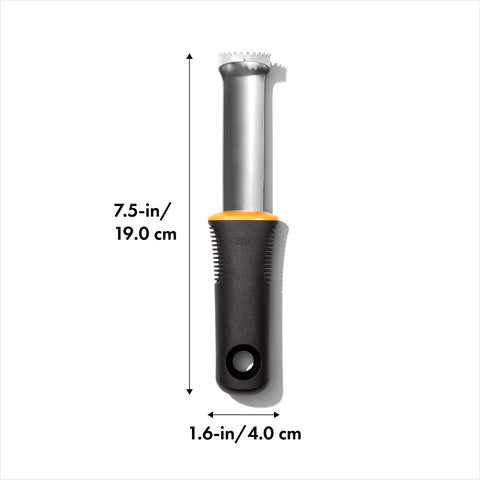 Close-up of teeth on OXO Peach Pitter for smooth pit cutting