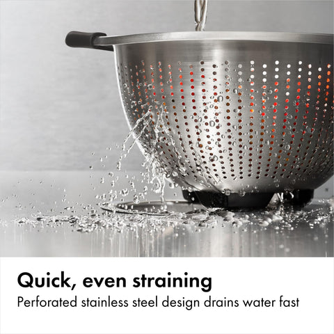 OXO Good Grips perforated surface enables fast water flow for pasta