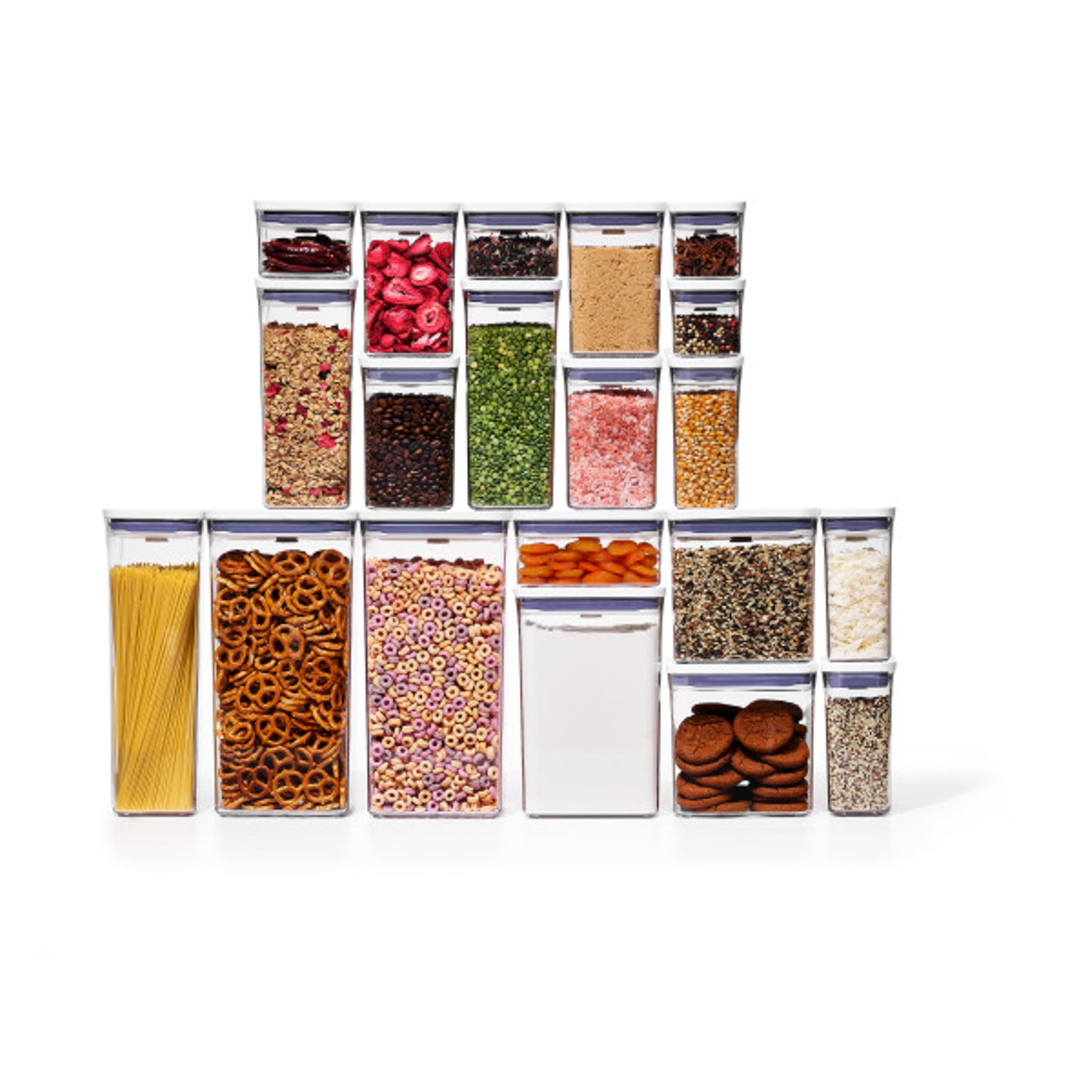 OXO Good Grips POP 20-Piece Set pantry containers show organized storage and freshness