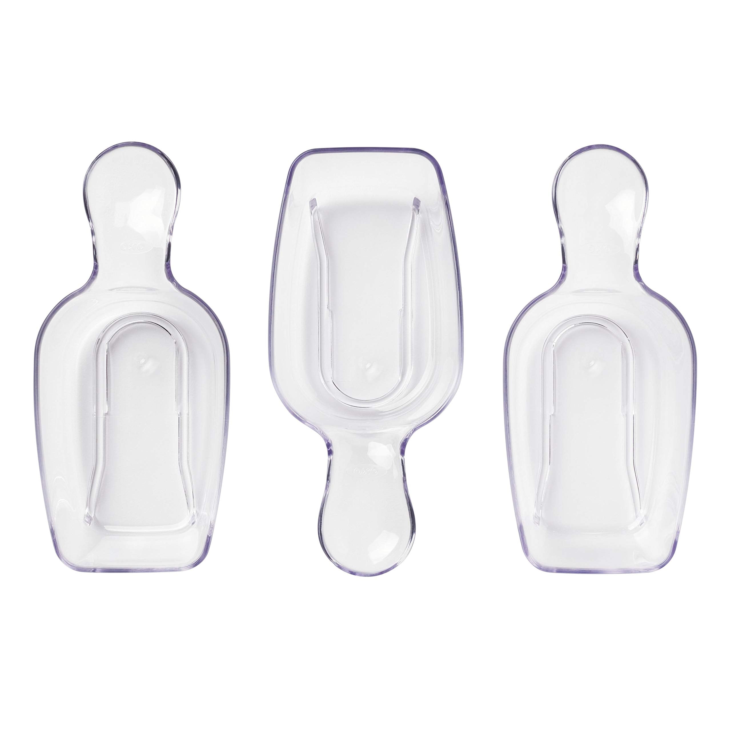 OXO Good Grips POP 3-piece scoop set attached under a lid, ready for easy measuring.