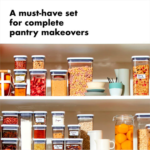 OXO Good Grips POP airtight seal lid demonstrates secure storage for dry ingredients