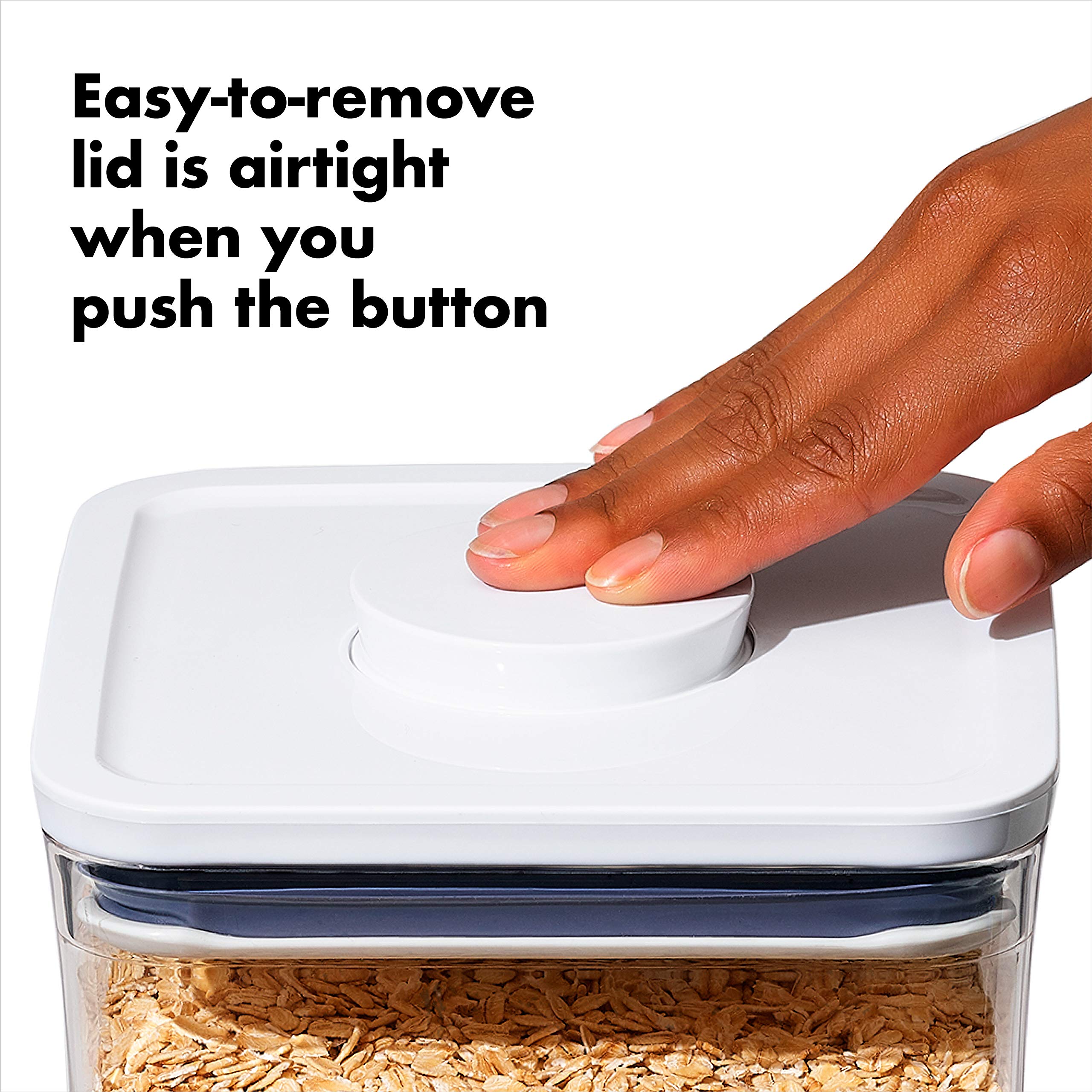 OXO Good Grips POP 0.4 qt baking powder container with precise fill line.