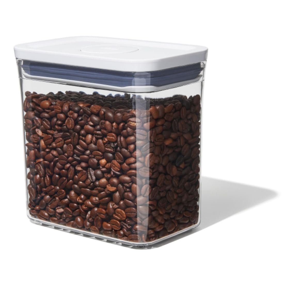 OXO Good Grips POP coffee container with airtight seal keeps beans fresh and flavors locked.