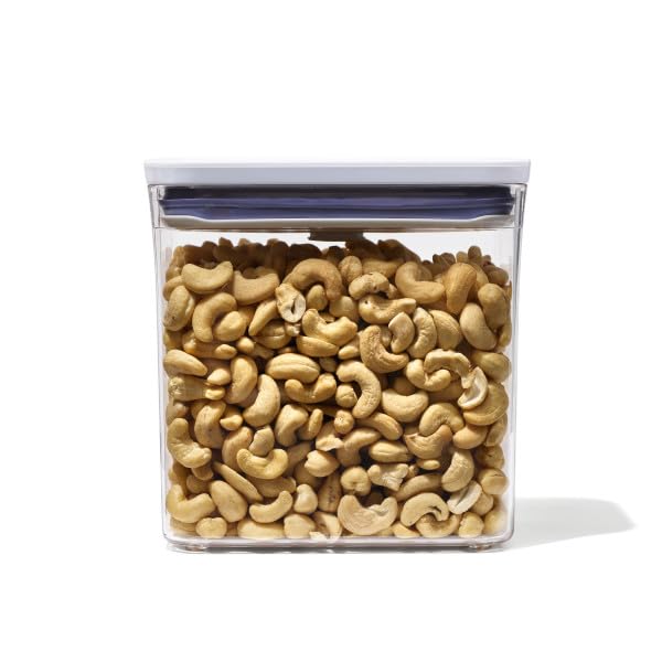 OXO Good Grips POP nuts container with clear lid and quick access for snacks.