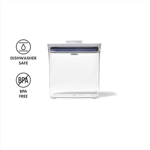 OXO Good Grips POP rice container with airtight seal locks freshness and minimizes clumping.