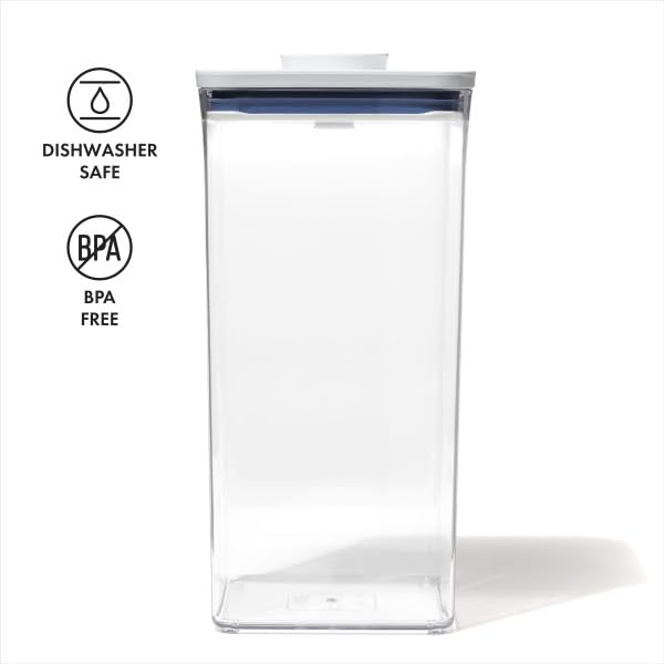OXO POP airtight button seal doubles as lid handle.