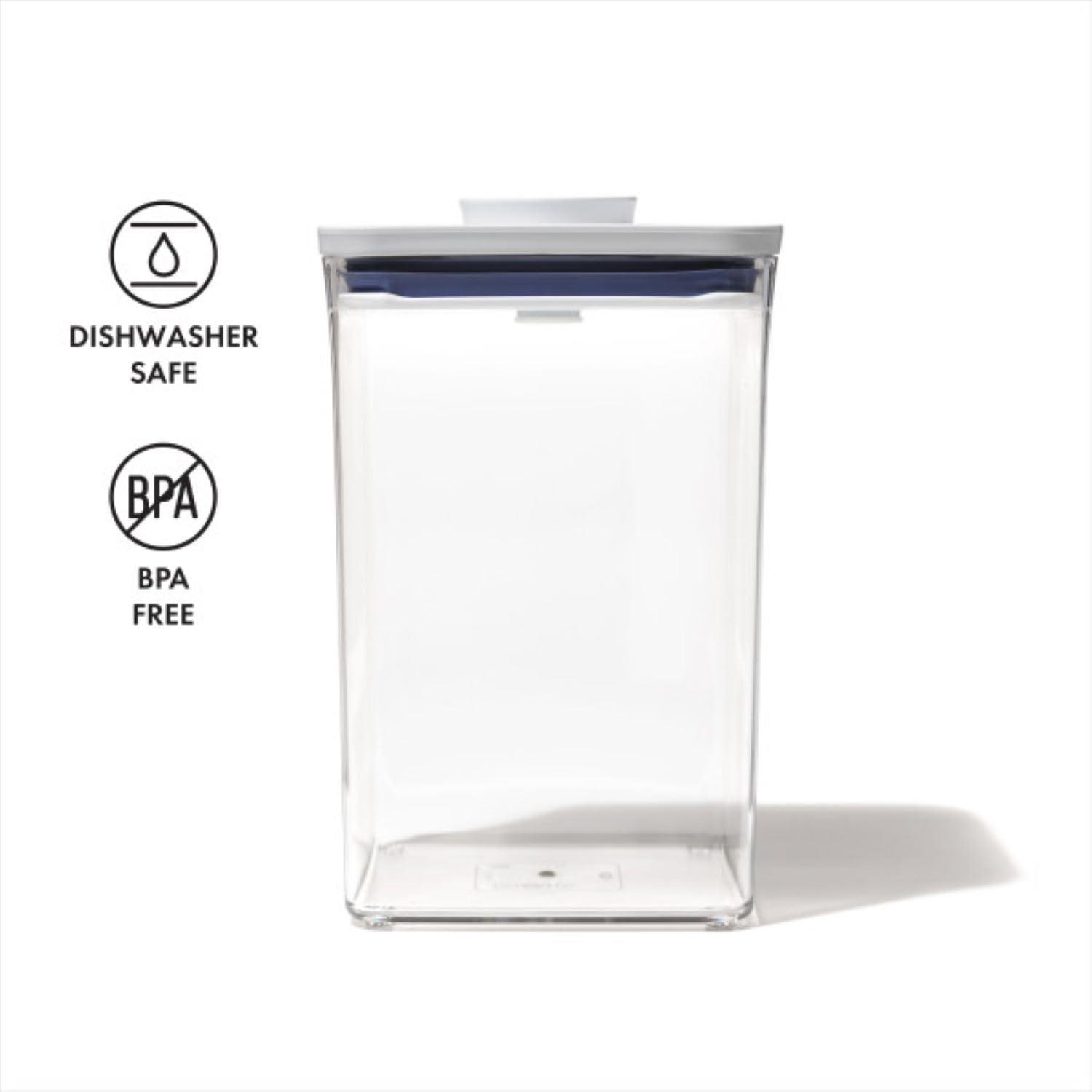 OXO Good Grips POP container capacity 4.4 Qt fits pasta or flour.
