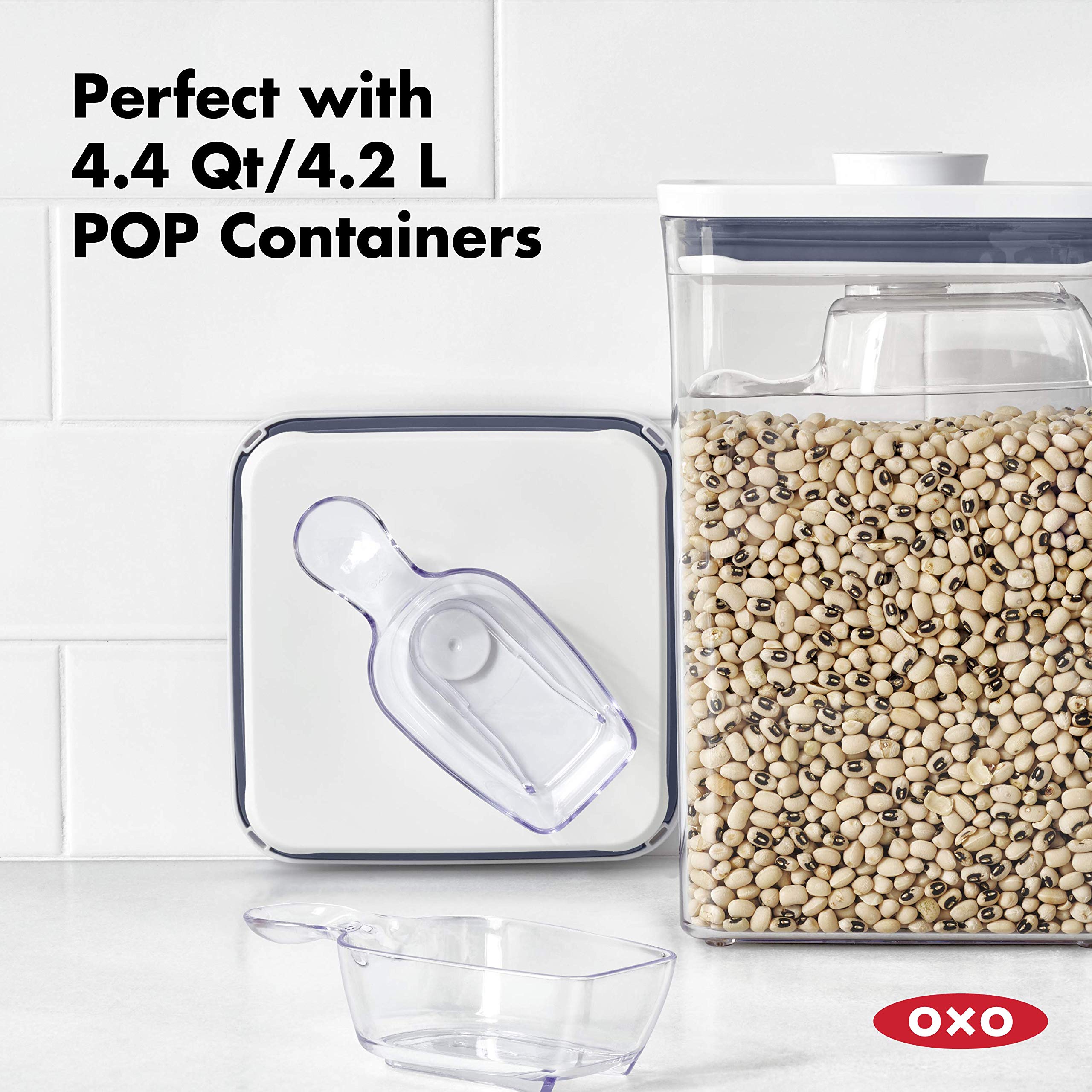 Dishwasher-safe tool compatible with 4.4 qt POP containers.