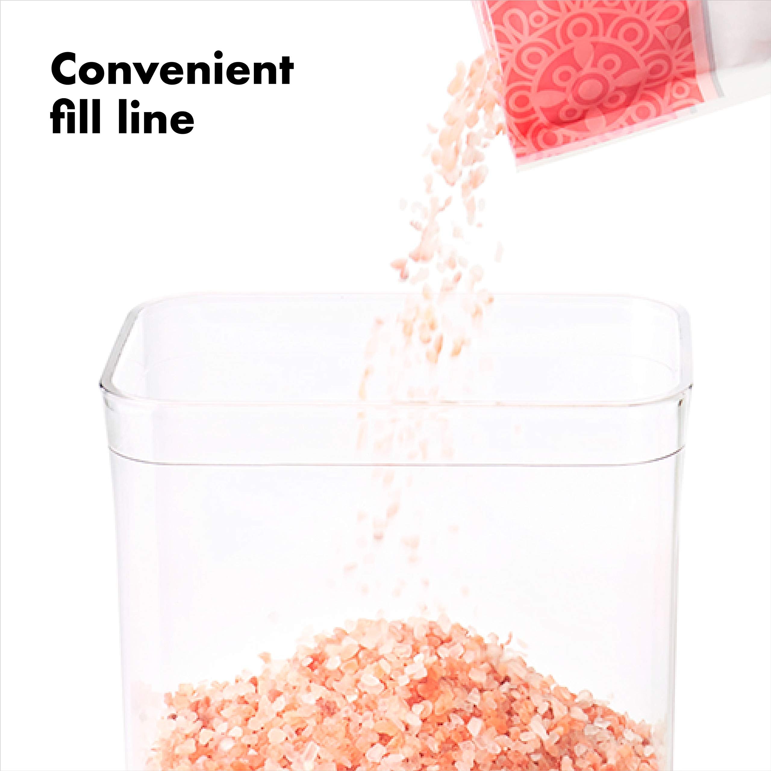 OXO POP fill line aids accurate portioning and refills.
