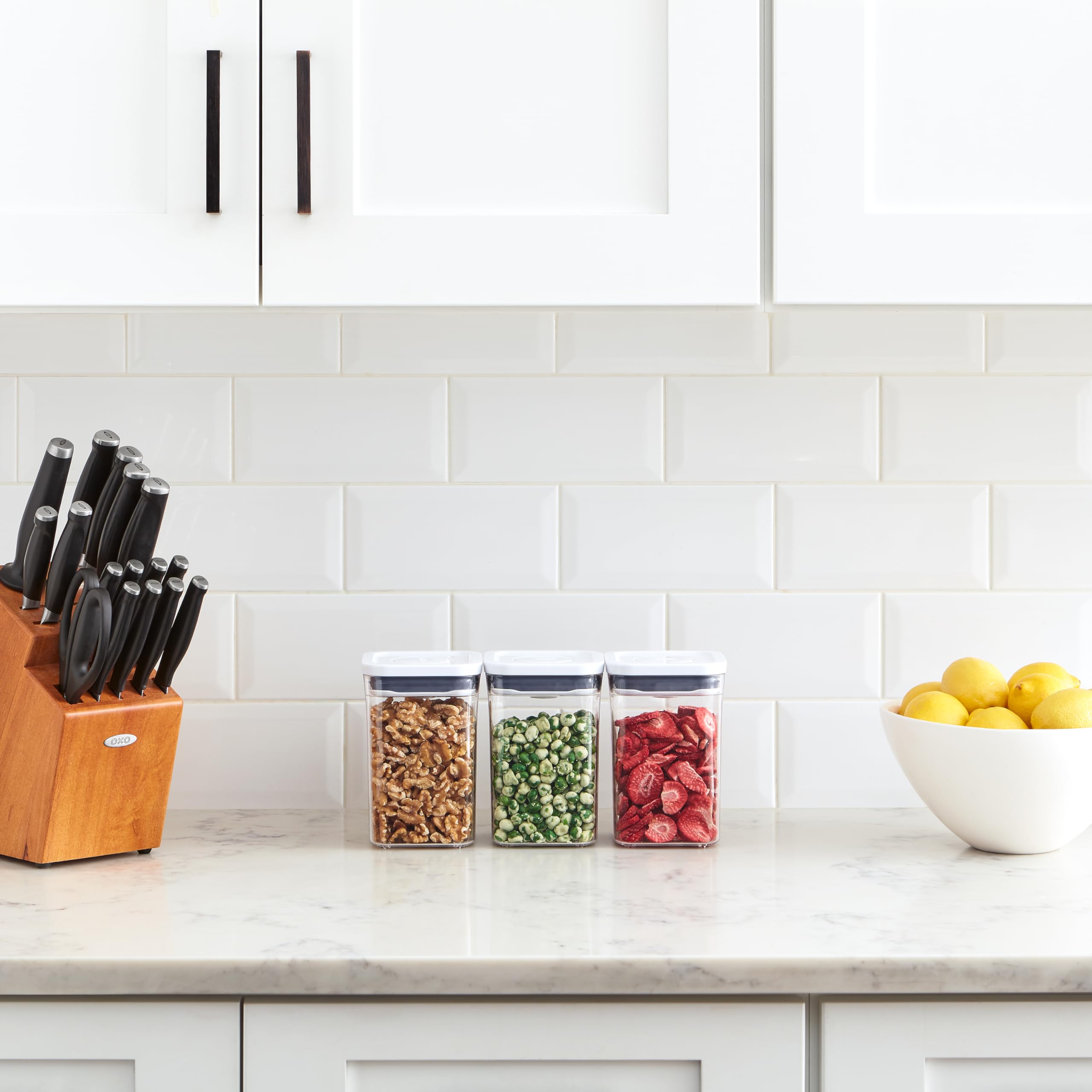 OXO Good Grips POP no-spill-dispensing design reduces mess.