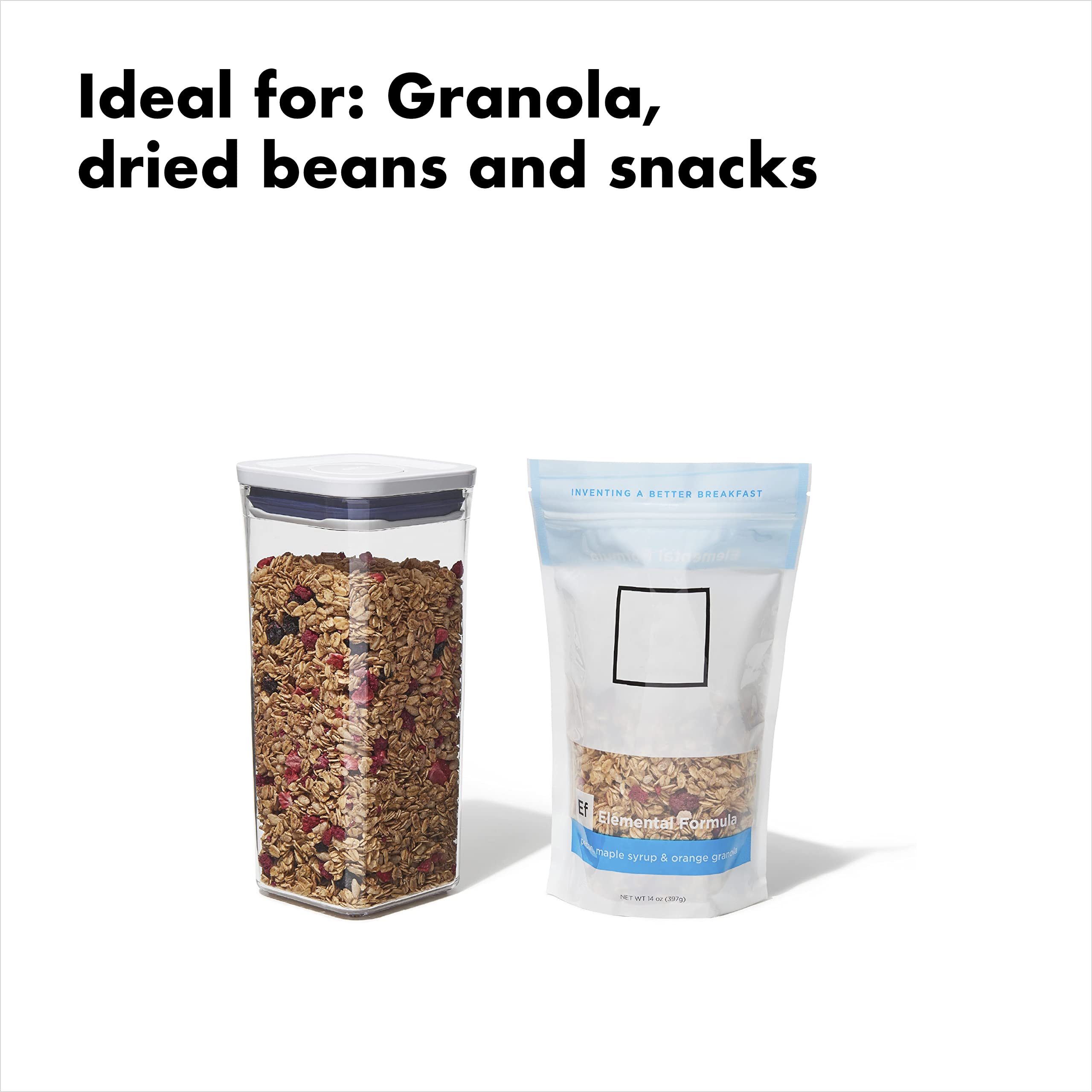 Fill line on OXO POP container helps measure flour and cereals quickly