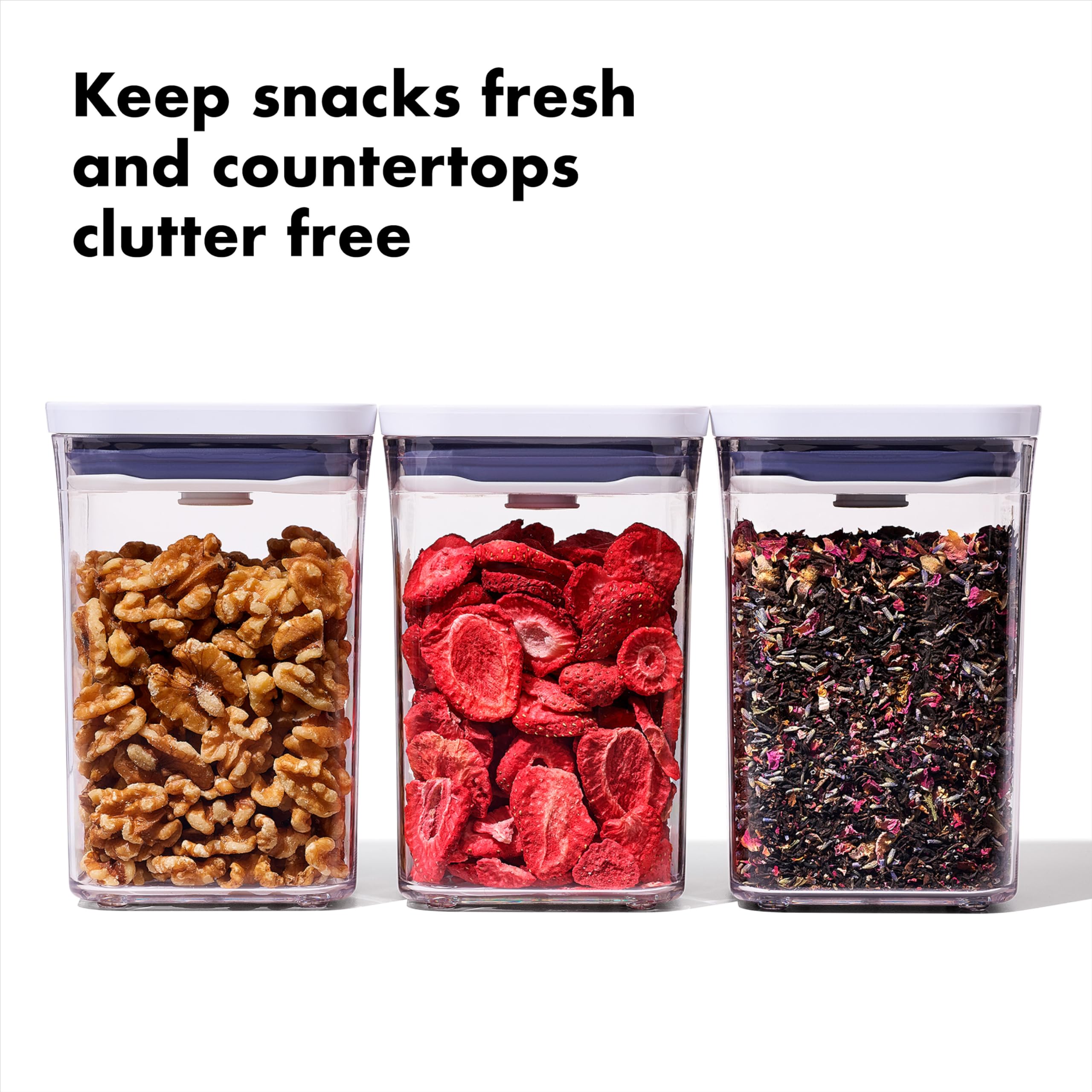 OXO Good Grips POP stackable-design container saves counter space.