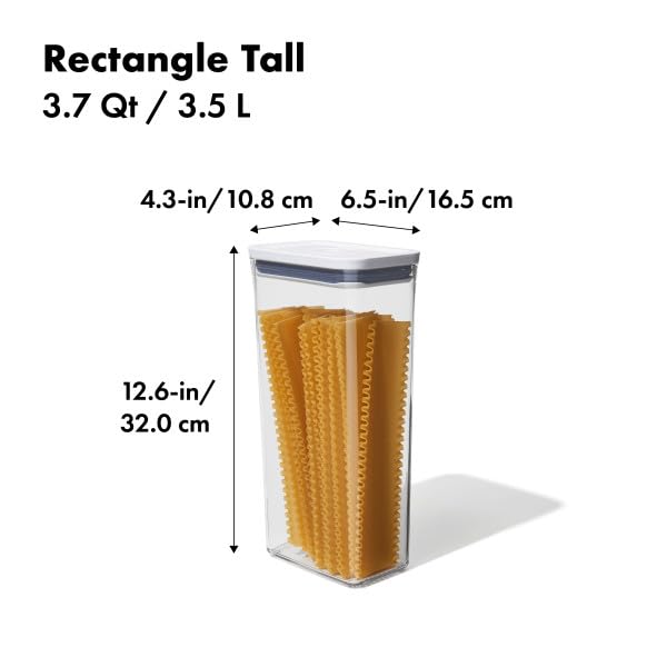 OXO Good Grips POP rectangle tall 3.7 Qt fill line guides precise loading.