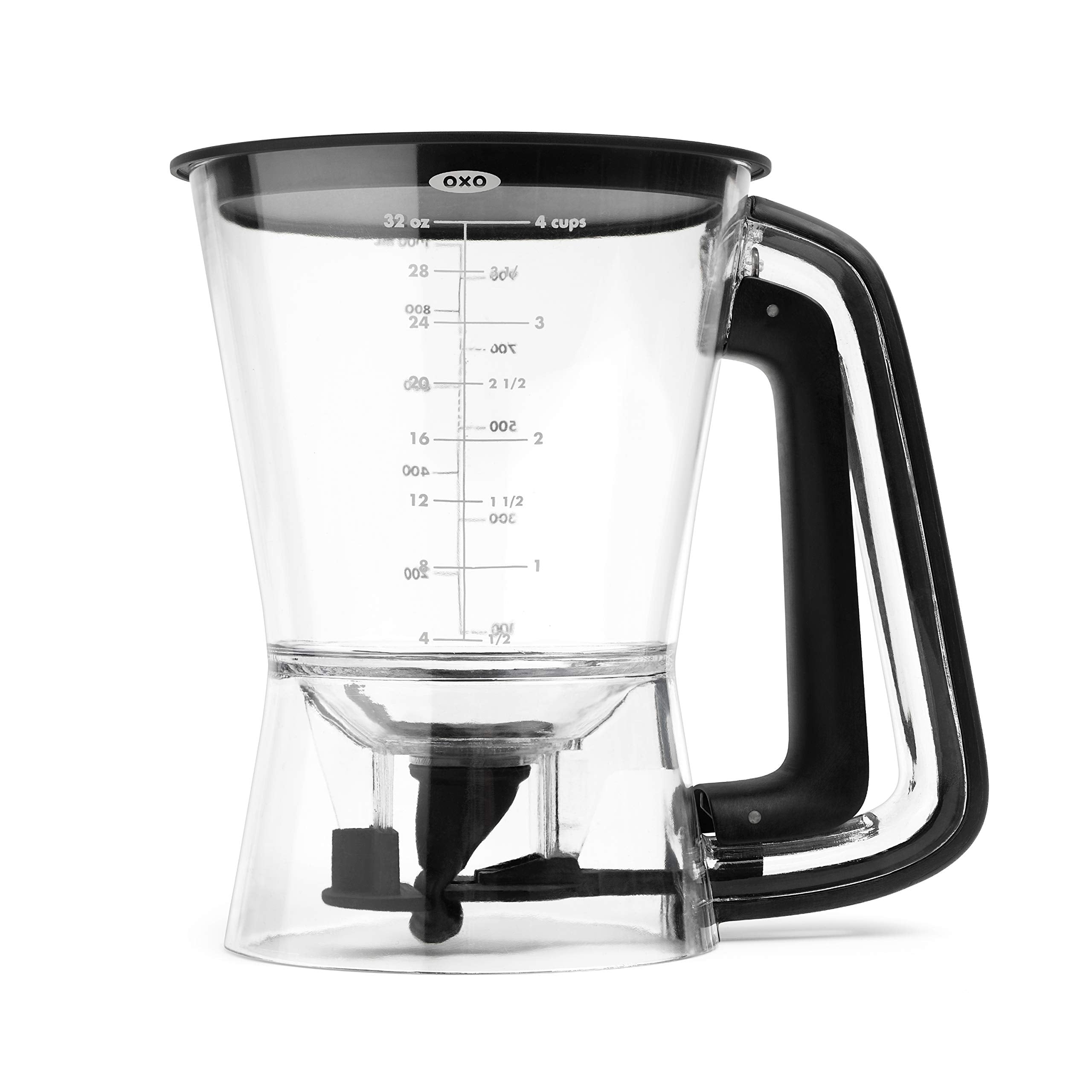 OXO Good Grips Precision Batter Dispenser pours pancakes cleanly for even results.