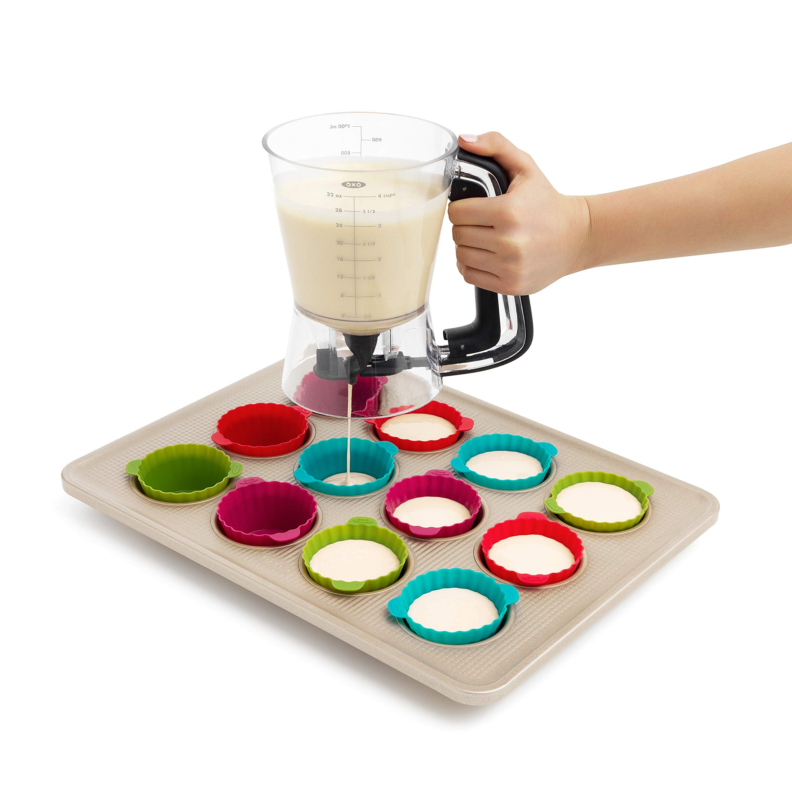 OXO Good Grips Precision Batter Dispenser removable valve for quick cleaning.
