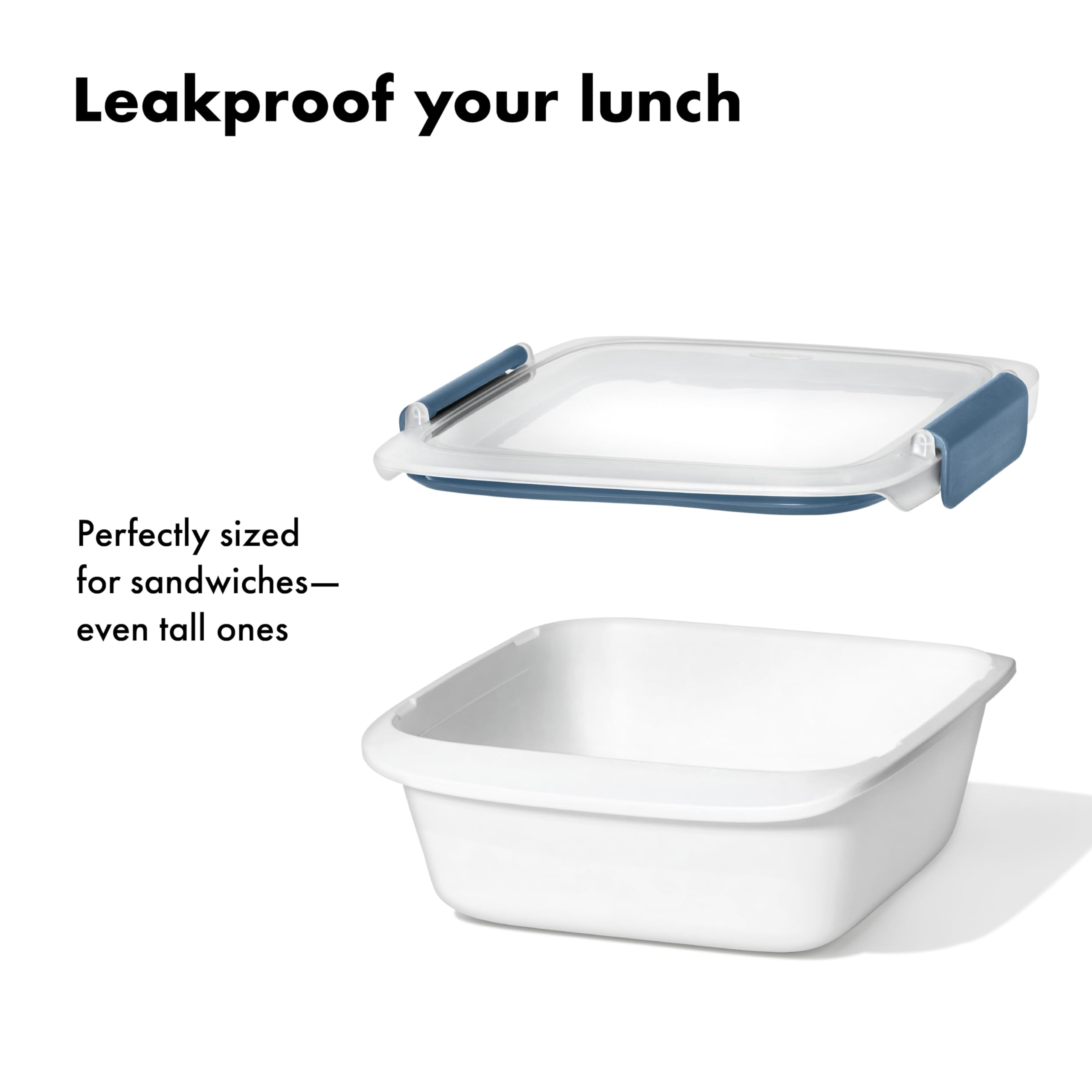 OXO Good Grips Prep & Go latch close-up highlighting secure seal for mess-free transport.