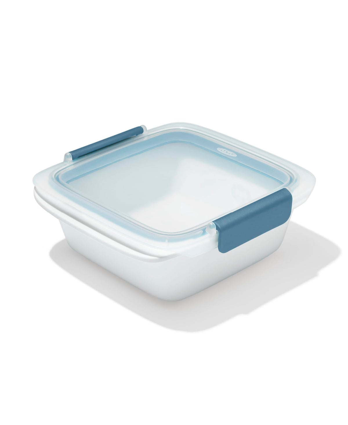 OXO Good Grips Prep & Go ocean-blue lid close-up showing leakproof design for on-the-go lunches.