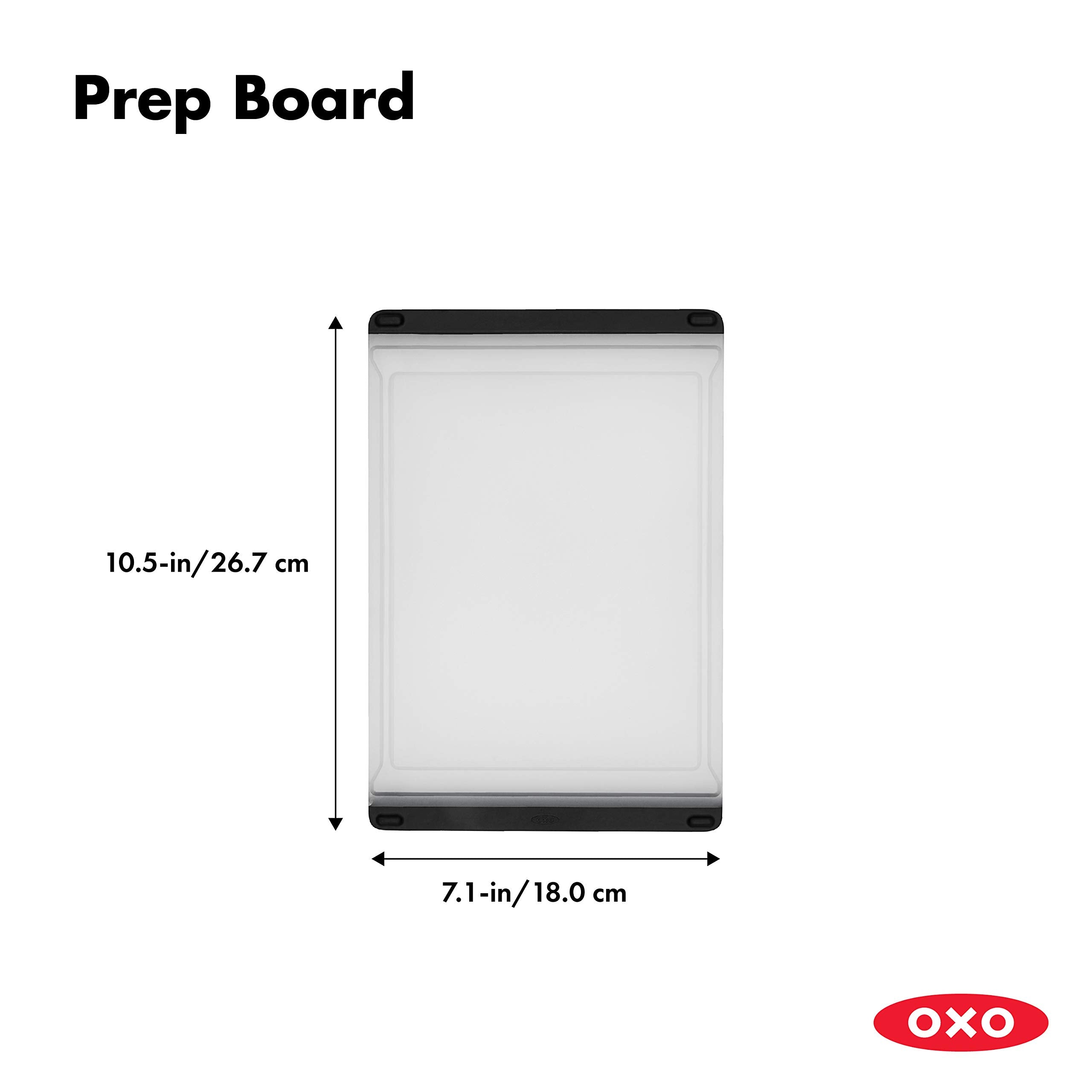 OXO Good Grips Prep Board double sided surface keeps meat separate from produce.