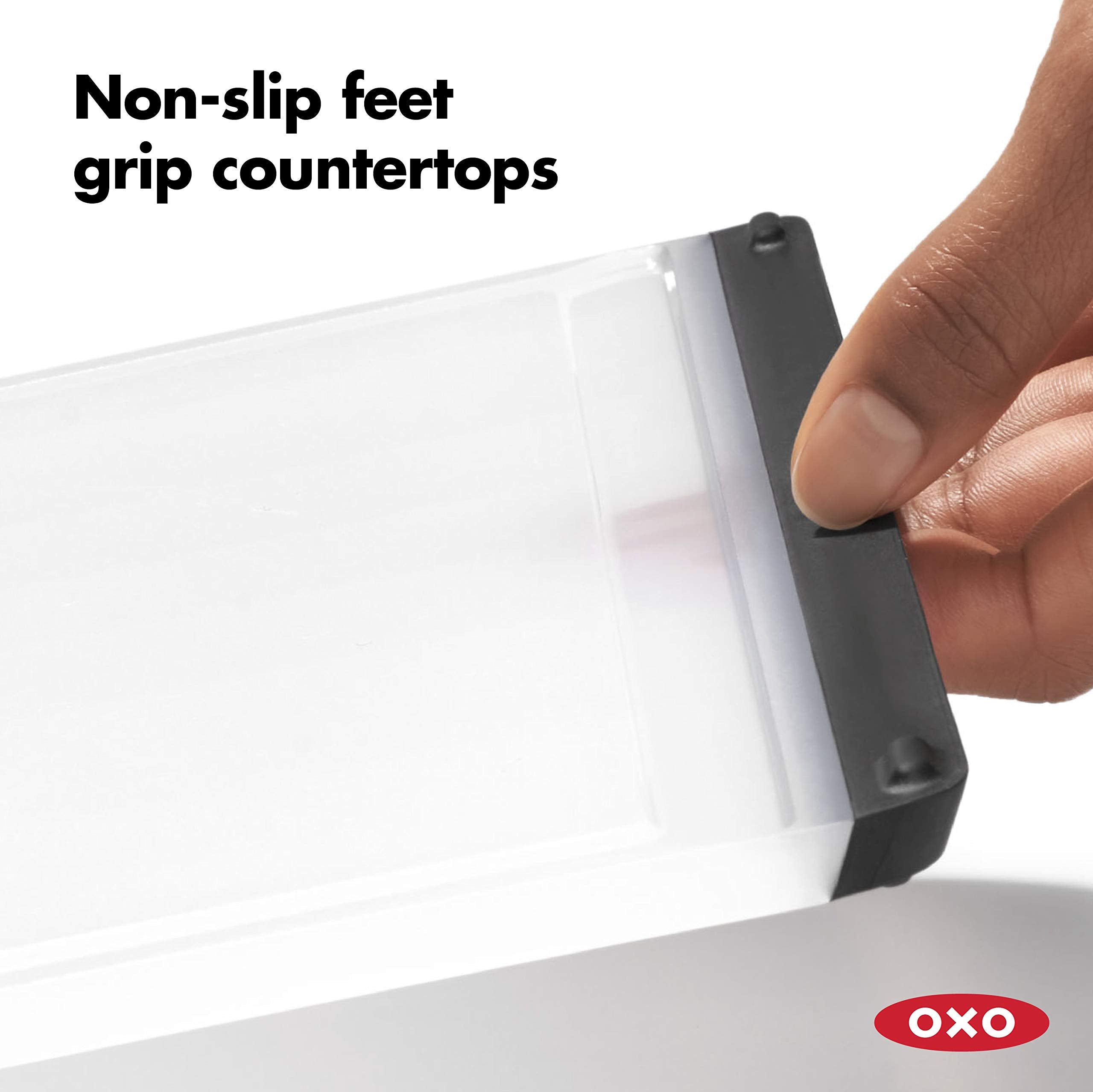 OXO Good Grips Prep Board non-slip feet keep it stable during slicing.
