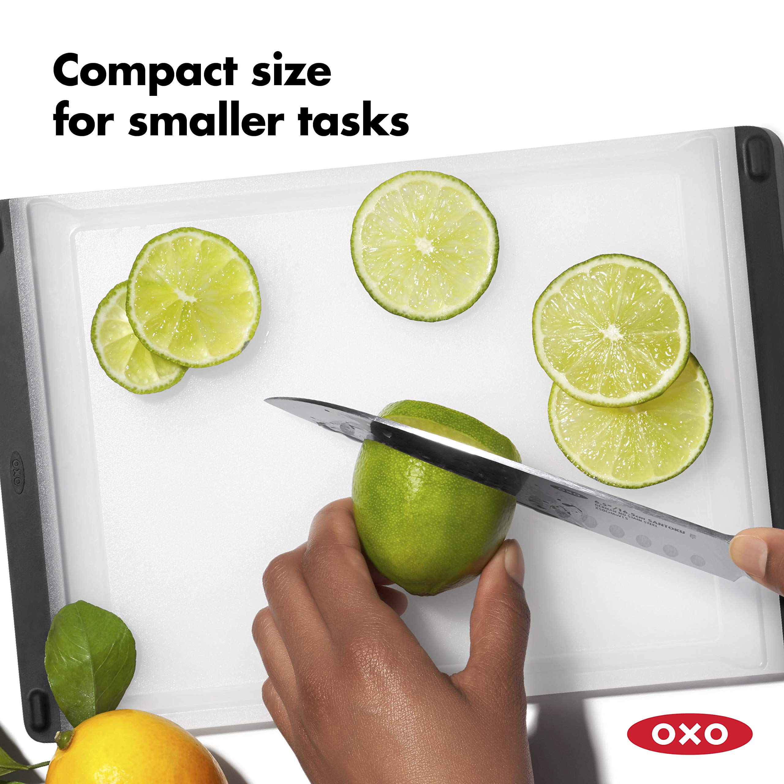 OXO Good Grips Prep Board soft tapered edges provide comfortable carrying.