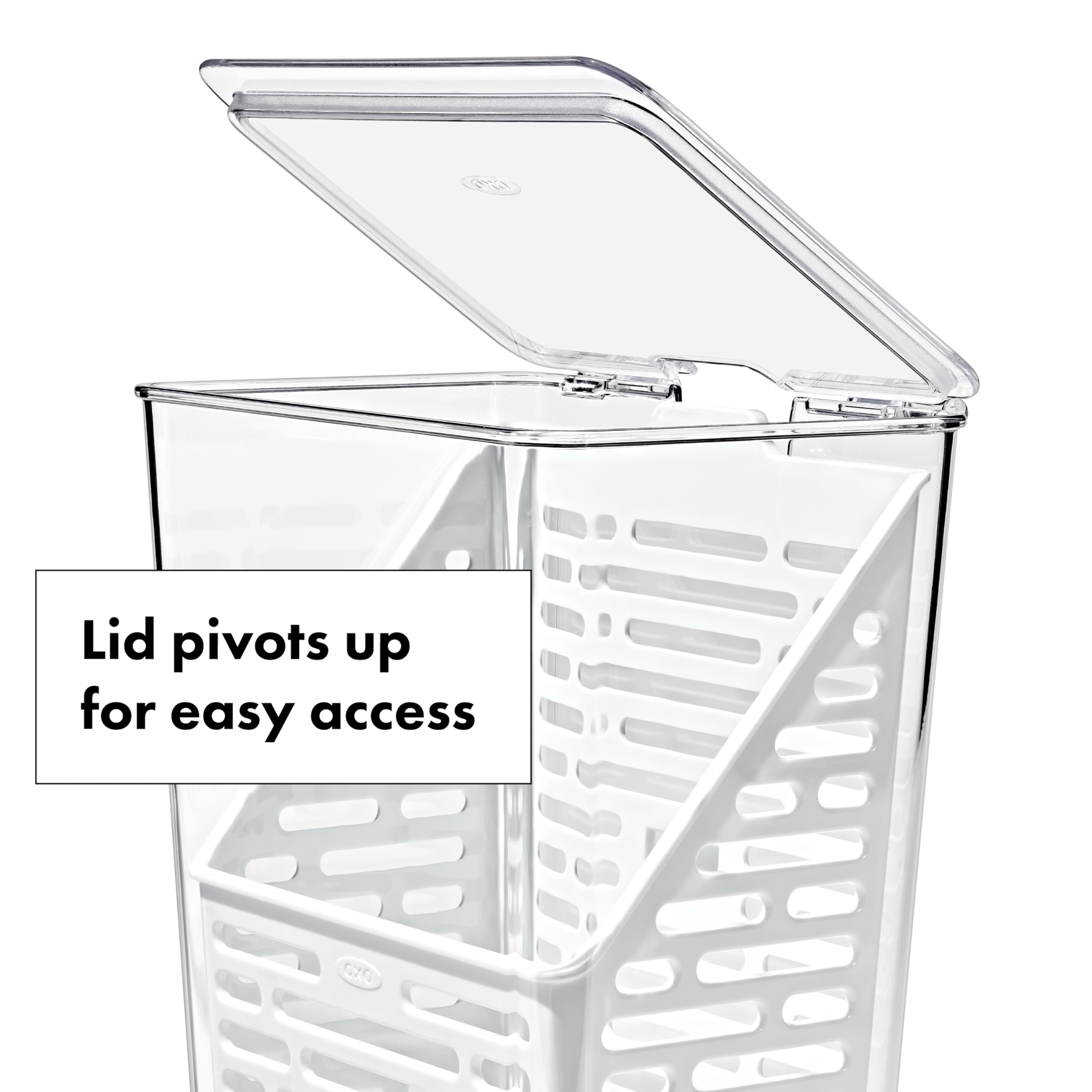 OXO Good Grips Herb Keeper hinged lid opens smoothly during prep.